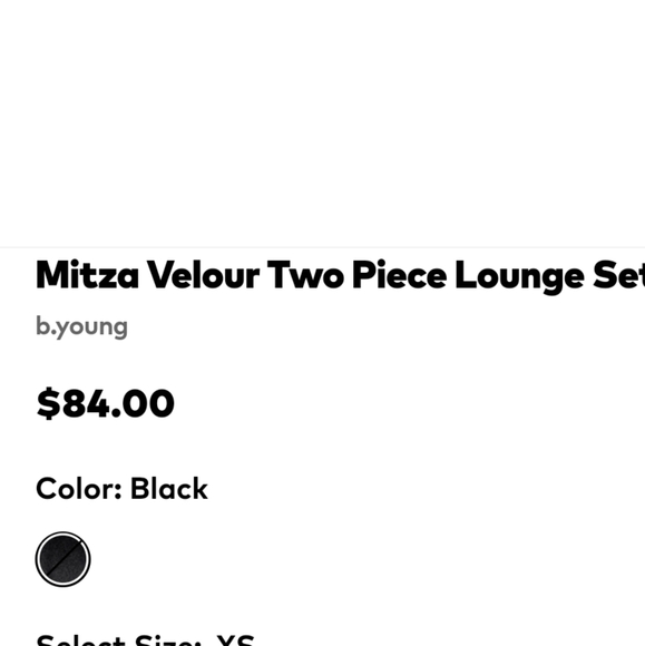 Mitza 2 piece black velour lounge set size XL New! B.young - Picture 7 of 13